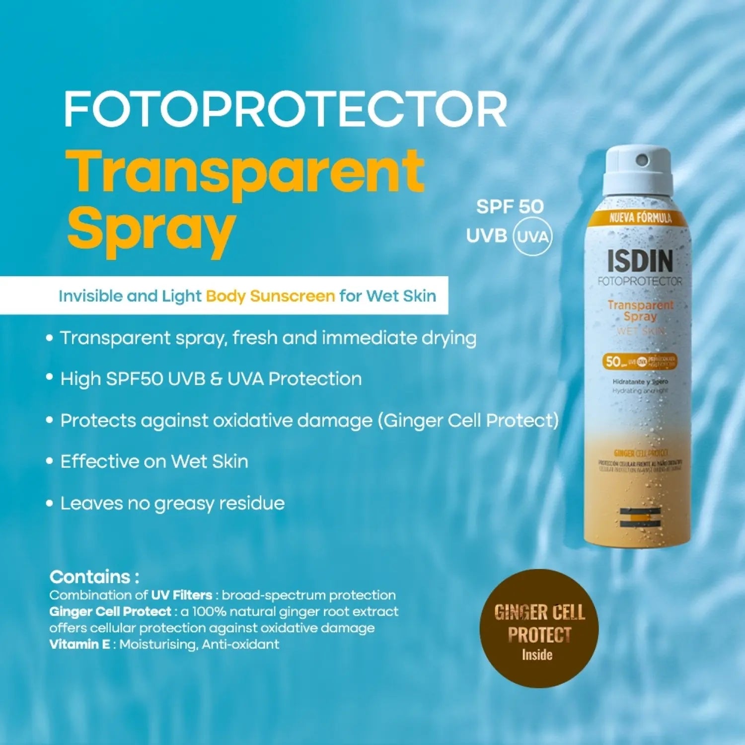 ISDIN FOTOPROTECTOR TRANSPARENT SPRAY WET SKIN SPF-50 250ML
