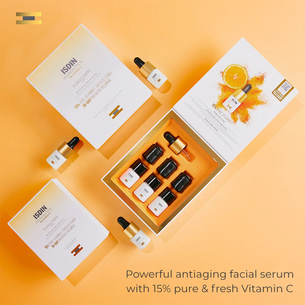 ISDIN ISDINCEUTICS Flavo-C Forte Serum, 3 x 5.3 ml I 15% pure and fresh vitamin C