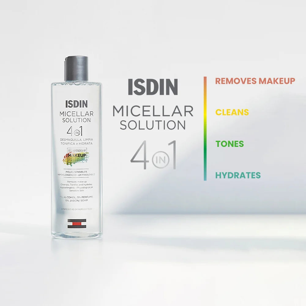 ISDIN Micellar Solution  4-in-1 Hydrating Facial Cleansing Water, 400 ml