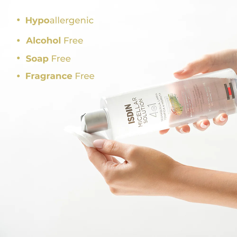 ISDIN Micellar Solution  4-in-1 Hydrating Facial Cleansing Water, 400 ml