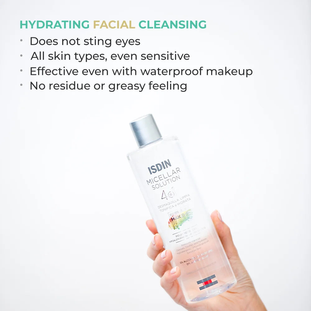 ISDIN Micellar Solution  4-in-1 Hydrating Facial Cleansing Water, 400 ml