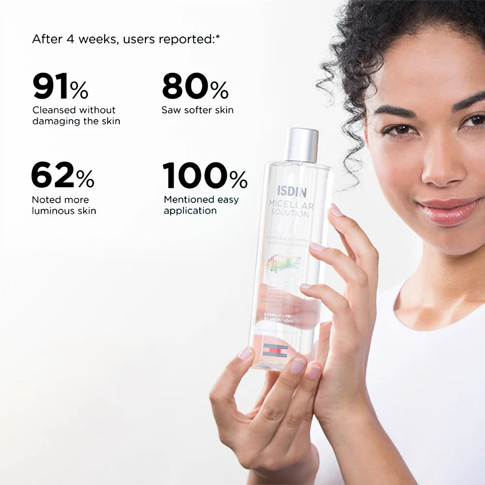 ISDIN Micellar Solution  4-in-1 Hydrating Facial Cleansing Water, 400 ml