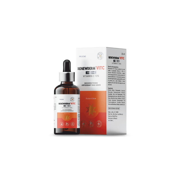 Renewderm Skin Brightening Antioxidant Vitamin C Serum With Ascorbyl Glucoside 10% | For Glowing Skin | With Vitamin-C, Aloe Vera & Mulberry Extract, 30 ML