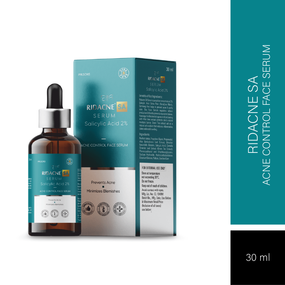 Ridacne SA Serum-Salicylic Acid 2% Acne Control Face Serum | Reduces Blackheads And Whiteheads | Minimizes Blemishes | Prevents Acne, 30 ML